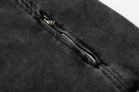 Washed Black Structure Zip Hoodie - Hipok Brand