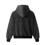 Washed Black Structure Zip Hoodie - Hipok Brand