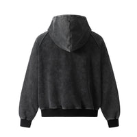 Washed Black Structure Zip Hoodie - Hipok Brand