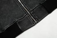 Washed Black Structure Zip Hoodie - Hipok Brand