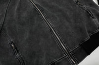 Washed Black Structure Zip Hoodie - Hipok Brand