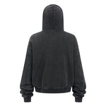 Washed Black Vintage Zip Hoodie - Hipok Brand