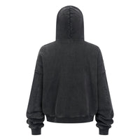 Washed Black Vintage Zip Hoodie - Hipok Brand