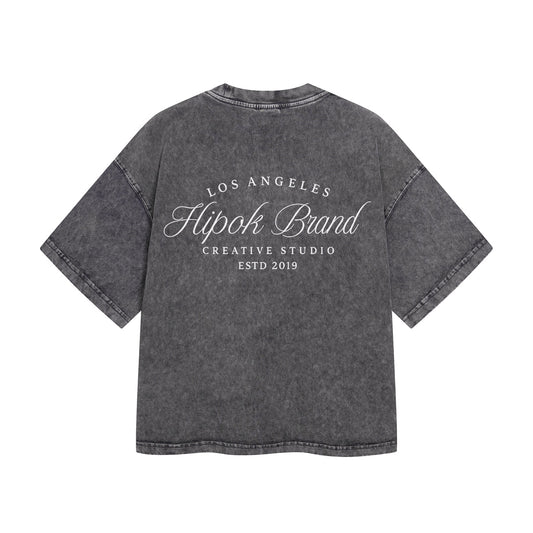 Washed Grey Los Angeles Boxy Fit T-Shirt - Hipok Brand