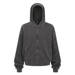 Washed Grey Vintage Zip Hoodie - Hipok Brand