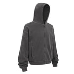 Washed Grey Vintage Zip Hoodie - Hipok Brand