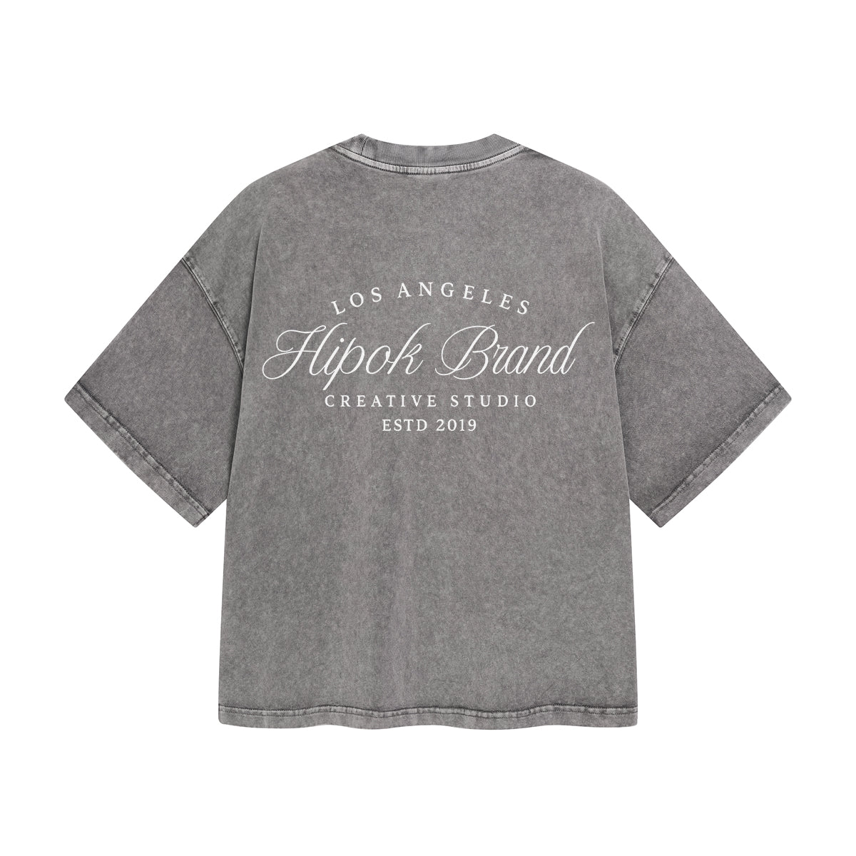 Washed Light Grey Los Angeles Boxy Fit T-Shirt - Hipok Brand