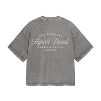Washed Light Grey Los Angeles Boxy Fit T-Shirt - Hipok Brand
