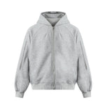 Washed Light Grey Structure Zip Hoodie - Hipok Brand