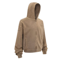 Washed Taupe Vintage Zip Hoodie - Hipok Brand